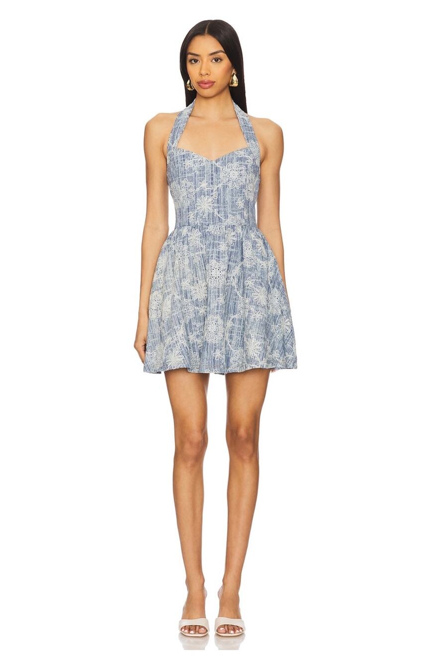 Elliatt Monica Halter Mini Dress Blue Size Small